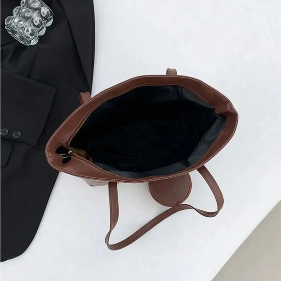 ⚠️Clearance Large 2pcs Solid Brown Shoulder Tote Bag - Picture 6 of 8